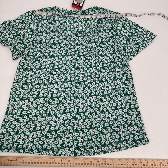 LUCKY BRAND Tee Womens M Flutter Sleeve Green Floral Top Scoopneck Spring NEW - Picture 10 of 10